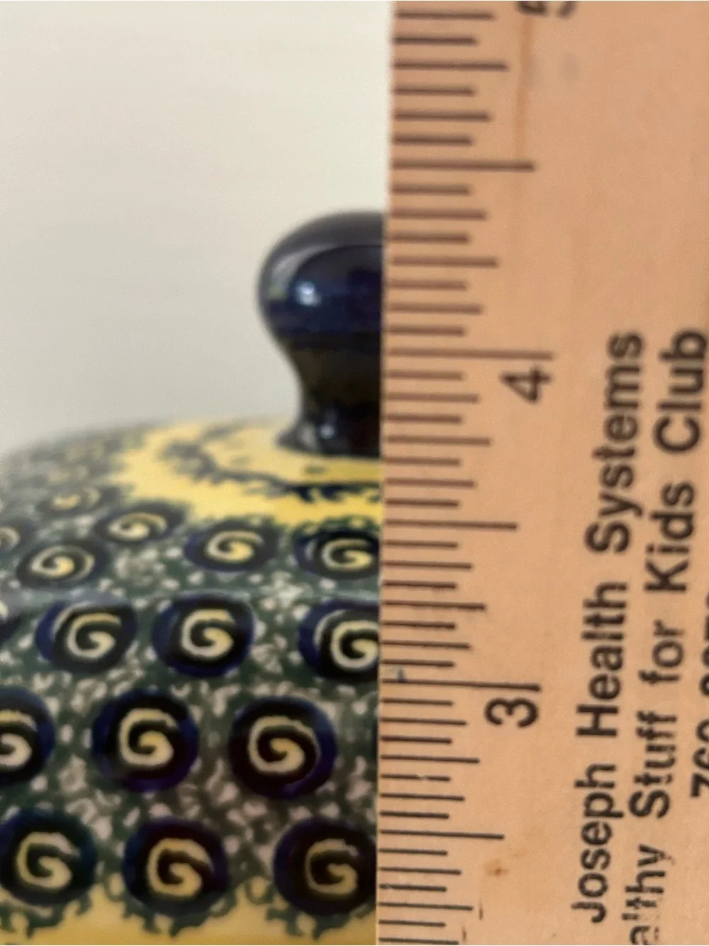 Polish Pottery Butter Dish with Lid Handmade in Poland Blue/Yellow/Cream